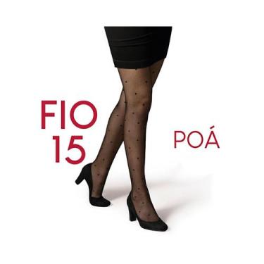 Imagem de Meia-Calça Selene Fio 15 Poá 9920 Preto, M, Preto