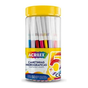 Imagem de Canetinha Hidrografica Lavável 50 Cores Acrilex, Canetinha hidrográfic