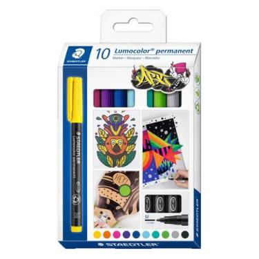 Imagem de Kit 10 Marcador Permanente Staedtler Lumocolor 317 Madeira, 317 C10