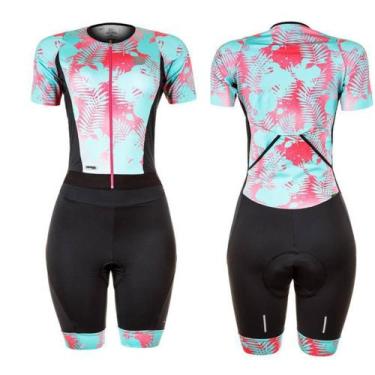 Imagem de Macaquinho Ciclismo Feminino Mtb Speed Leaf Mauro Ribeiro, G, Azul