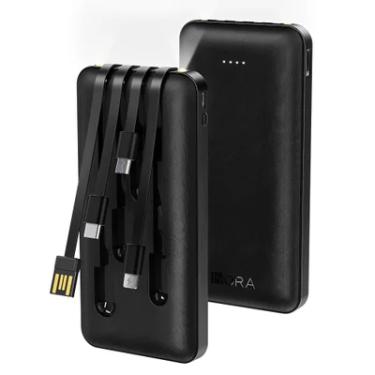 Imagem de Carregador Portátil 1 Hora Power Bank Com 4 Cabos Preto.