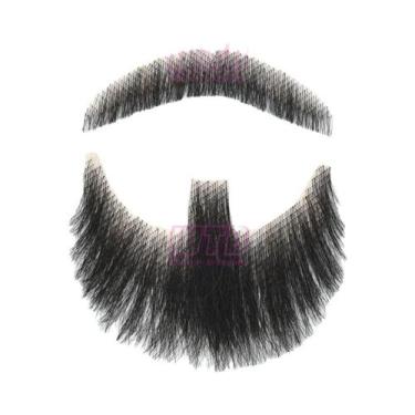 Imagem de Barba Sintética Preta Realista Com Bigode E Barba De Cabra Em Renda In