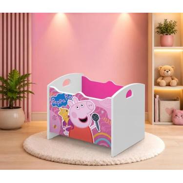 Imagem de Caixa Baú Organizadora de Brinquedos infantil MDF Peppa Rosa - Ofertam
