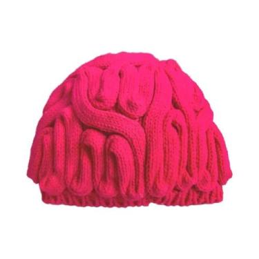 Imagem de Gorro De Lã Rosa Quente Tricotado À Mão Engraçado Presente De Feriado 