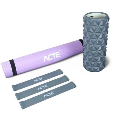 Imagem de Kit Funcional I Acte Tapete, Mini Bands e Rolo Miofascial