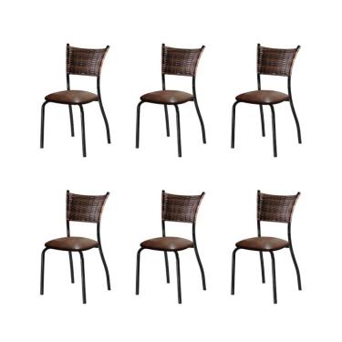 Imagem de Conjunto com 6 Cadeiras Espanha II Marrom 89 cm