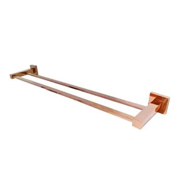 Imagem de Porta Toalha Linear 60cm Quadrado Duplo Rose Gold Brilhante