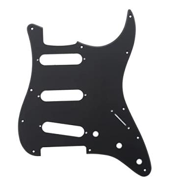 Imagem de Musiclily 11 Furos Escudo SSS Pickguard Strato para Guitarra Fender EUA/Mexicana Made Stratocaster Standard Estilo Moderno, 1 Camada Preto Fosco