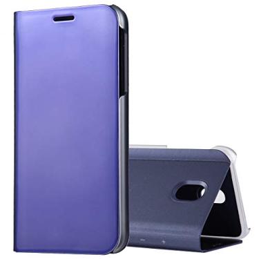 Imagem de Capa ultrafina para Galaxy J7 (2017) (versão UE) Capa de couro flip horizontal galvanizada com suporte (preto) Capa traseira para telefone (Cor: Roxo)