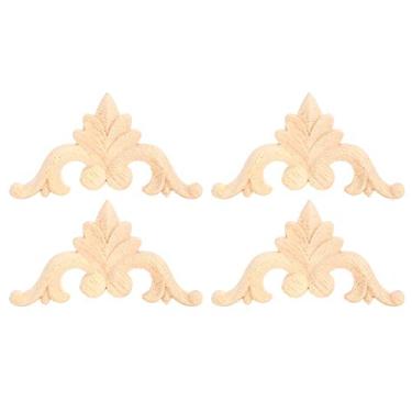 Imagem de 4 peças apliques de borracha de canto onlay faça você mesmo apliques esculpidos em madeira porta móveis para decoração de casa £ ¨ 8x8x0,7 cm £ ©