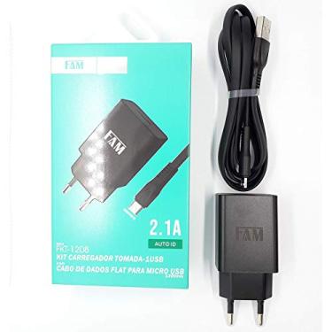 Imagem de KIT CARREGADOR + CABO TIPO C 1 USB 2.1A FKT-120C FAM