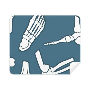 Imagem de Pano de limpeza de tela de telefone com ilustração de desenho azul esqueleto humano 2 peças tecido de camurça