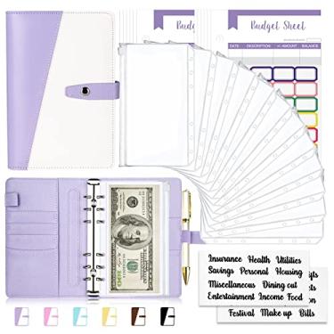 Imagem de Onlyesh Fichário econômico com envelopes com zíper, envelopes de dinheiro para orçamento, organizador de dinheiro para dinheiro, 28 peças (Roxo)
