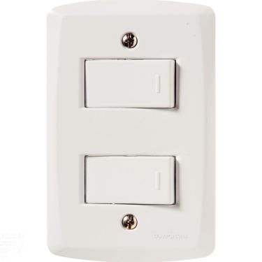 Imagem de Conjunto 4x2 com 2 Interruptores Simples 10 A 250 V Tramontina Lux2 Branco Tramontina