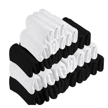 Imagem de Kit 30 Toalhas de Rosto Para Salão Beleza 100% Algodão 40 x 65 cm Branca Preta 