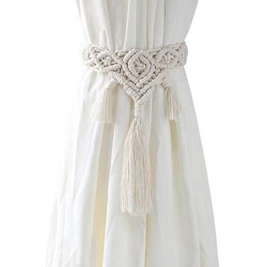 Imagem de Suporte de cortina de miçangas de madeira de algodão borla fivela fivela de retenção de cortina,03