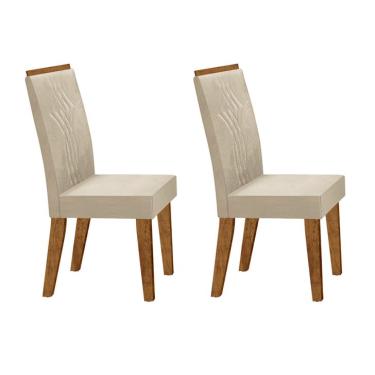 Imagem de Conjunto com 2 Cadeiras de Jantar Luna Veludo Bege e Canela Rústico