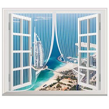 Imagem de Porta de tela magnética com cortina de malha, rede mosquiteira de entrada para insetos com fita de fixação de moldura completa, Preto Porta De Tela De Cortina De Porta Autoadesiva, Porta De Tela De Tela De Malha