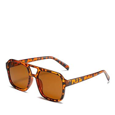 Imagem de Óculos de sol amarelos femininos de luxo vintage superdimensionados óculos de condução óculos de sol na moda tons exclusivos, chá de leopardo, Z