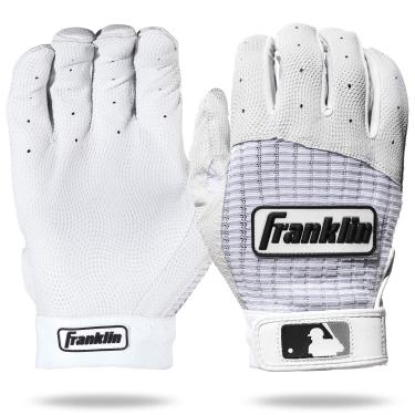 Imagem de Franklin Sports MLB Pro Classic Baseball Batedor Luvas – Tamanhos adultos e jovens – Couro de qualidade premium profissional – Respirabilidade excepcional, Pearl/White, Youth Medium