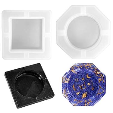 Imagem de Molde de resina Daimay, 2 unidades, de silicone, para porta-joias, quadrado e quadrado com molde, inclui quadrado e formato de losango, tamanho médio