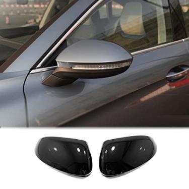 Imagem de GZBFTDH Capa do espelho da porta lateral do carro, compatível com Volkswagen Lamando L 2022 acessórios de decoração externa, peças da tampa do espelho retrovisor automático (preto)