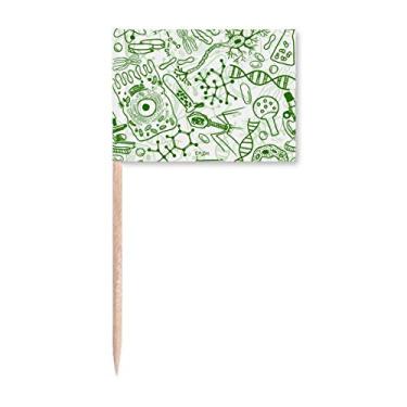 Imagem de Microscópio verde, estrutura de células, palito, bandeiras biológicas, marcador, decoração de festa