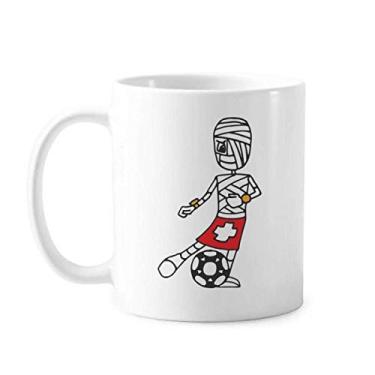 Imagem de Caneca de cerâmica de cerâmica com jogador de futebol e múmia