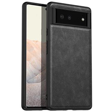 Imagem de YINGDAFENG Capa para Google Pixel 7, capa traseira de couro PU premium fina com proteção de câmera à prova de choque anti-queda TPU capa interna, preta
