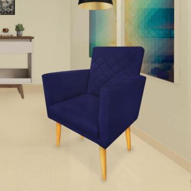 Imagem de Poltrona Decorativa Maitê Azul Marinho Para Sala E Recepção - 2M Decor