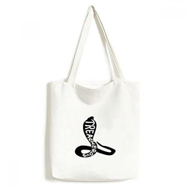 Imagem de Bolsa de lona preta com contorno de animal Cobras Natural, bolsa de compras, bolsa casual