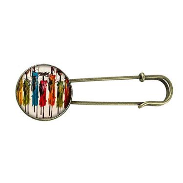 Imagem de Broche de metal retrô guerreiro negro africano arte abstrata joia