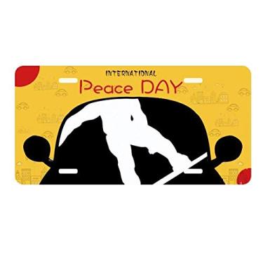 Imagem de DIYthinker Jumping Skateboarding Sport Black Outline Placa de carro Decoração Dia da Paz