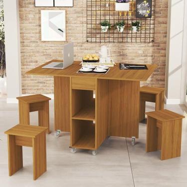 Imagem de Mesa Dobrável Jade Com 4 Bancos Nature Nature