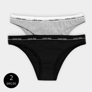 Calcinha Tanga Algodão One Basic - Calvin Klein Underwear - Preto