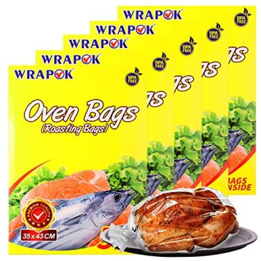 Imagem de WRAPOK Bolsas de assar para forno de peru sem bagunça para carne de frango, presunto de carne, aves de capoeira, frutos do mar, vegetais, 5 - Pack, 14 x 17 Inch, 5