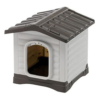 Imagem de Canil externo Ferplast, casinha para cães, canil para cães de pequeno porte, sistema de drenagem, grade de ventilação, removível, 43 x 48 x 44 cm, canil de plástico DOGVILLA 50