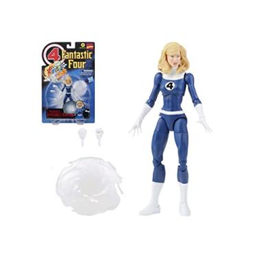 Imagem de Boneca Marvel Legends Series Retrô Fantastic Four, Figura de 15 cm - Mulher Invisível - F0350 - Hasbro, azul e branco