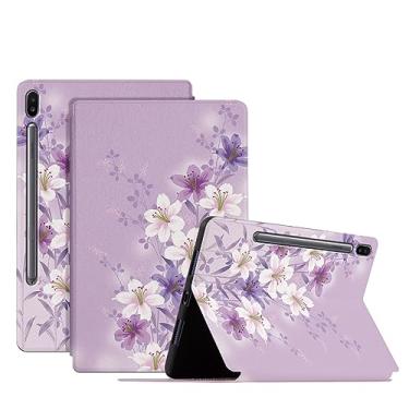 Imagem de Capa para tablet Samsung Galaxy Tab S6 de 10,5 polegadas 2019 (modelo: SM-T860/T865/T867) para meninas e mulheres, suporte de visualização multiangular, capa protetora traseira inteligente para