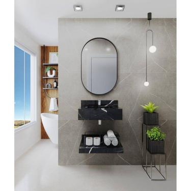 Imagem de Bancada em Porcelanato para Banheiro 60/80/100cm com Cuba Darabas Agardi Preto