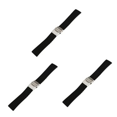 Imagem de 3 Pecas faixa de relógio à prova d'água Pulseira de relógio de silicone com padrão de listras Pulseira de relógio de silicone preta pulseiras de relógio masculino alça