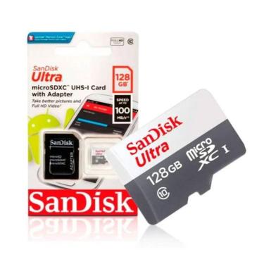 Imagem de Cartão de memória Sandisk microSD 128GB 100Mbps Class 10 Pro