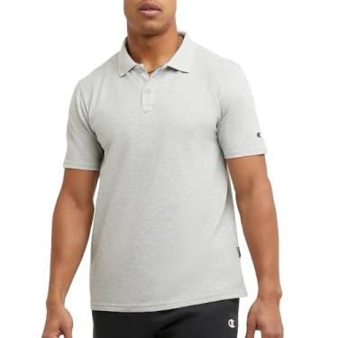 Imagem de Champion Camisa polo masculina, camisa atlética confortável, melhor camiseta polo para homens, Cinza fumê mesclado, P
