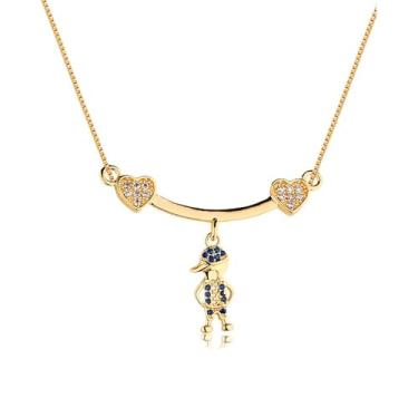Imagem de Colar Corrente Feminina Pingente Filhos Filhas 1 Menino 1 Menina Banhado a ouro 18k Banho paládio hipoalérgico Cravejado com Pedra Zircônia Santo Estillo Semijoia (1 Menino)