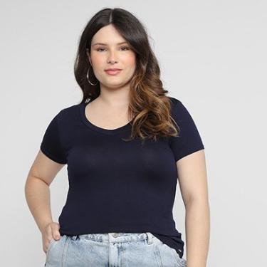 Imagem de Camiseta Lunender Plus Size Gola V Feminina-Feminino