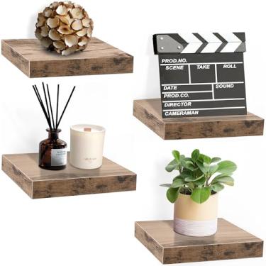 Imagem de Sorbus Prateleira quadrada flutuante para parede - 4 prateleiras pequenas com suportes de montagem invisíveis para decoração de sala de estar, quarto, decoração de banheiro, casa e cozinha -