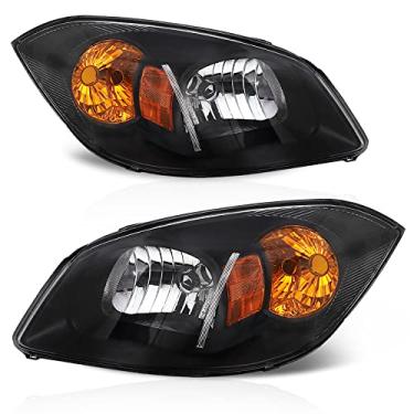 Imagem de Alziria Conjunto de faróis compatível com Chevrolet Cobalt/Pontiac Pursuit/2005-2006 Pontiac Pursuit/2007-2009 Pontiac G5 (Refletor âmbar Preto)
