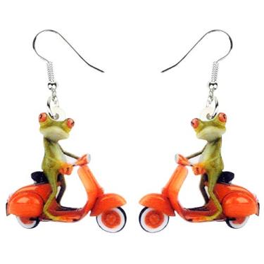 Imagem de BONSNY Brincos de sapo doce verde acrílico pingente novidade joias para mulheres crianças pingentes presentes, Plástico, Arenito