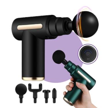 Imagem de Pistola Massageadora Portátil, 6 Níveis de Intensidade, Pontas Intercambiáveis, Silenciosa, Carregador USB-C, Bateria Recarregável