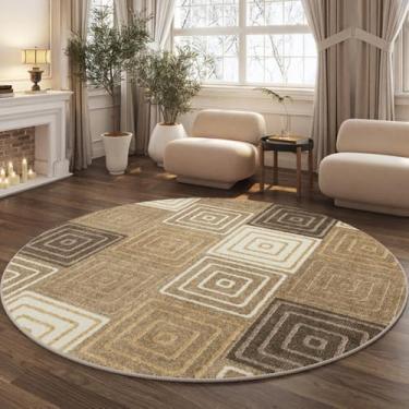 Imagem de Tapete redondo vintage para sala de estar, carpete de pelúcia para casa, quarto, cabeceira, macio, sala de estudo, vestiário, casual, lavável, 1, diâmetro 200cm